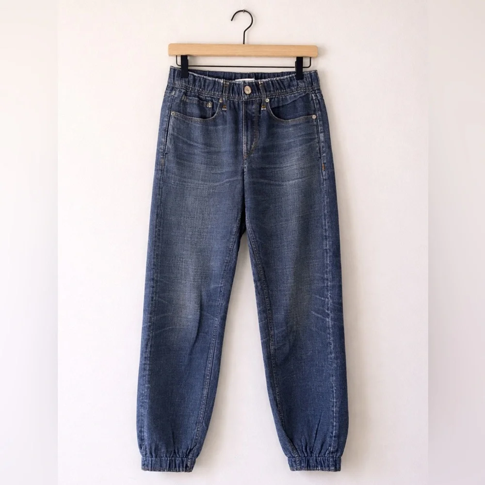 Rag & Bone Miramar Relaxed Jogger Jeans Blue Denim Elastic Waist Lounge Pant S - Picture 2 of 7